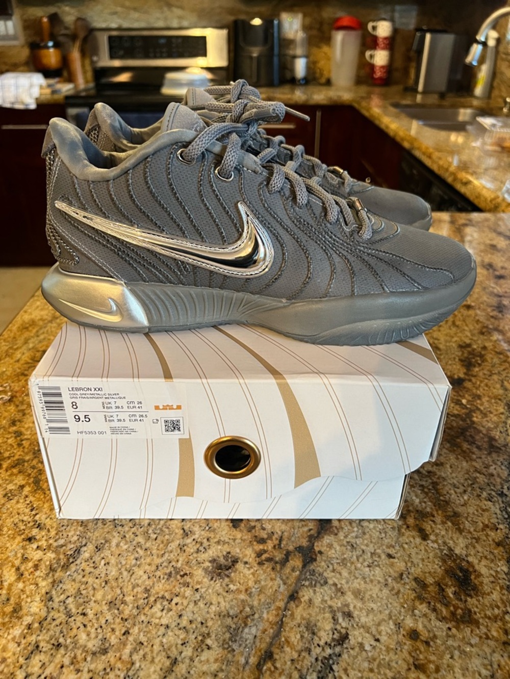 Nike Gray and Silver LeBron Low Basketball Sneakers .Size 8